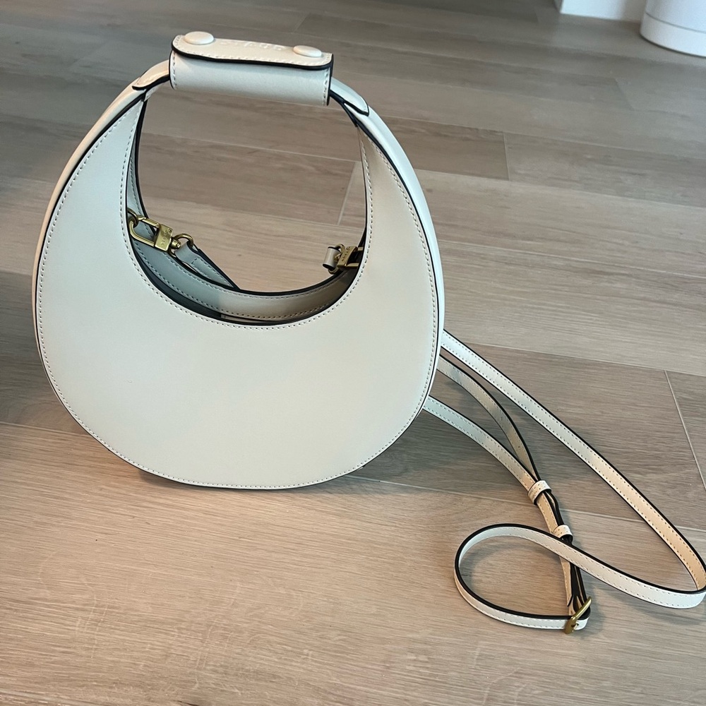 STAUD Mini Moon Bag - cream color.